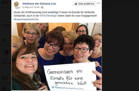Initiative 'Frauen machen Kirche' der Frauenkommission der Diözese Linz zum Weltfrauentag am 8. März 2020